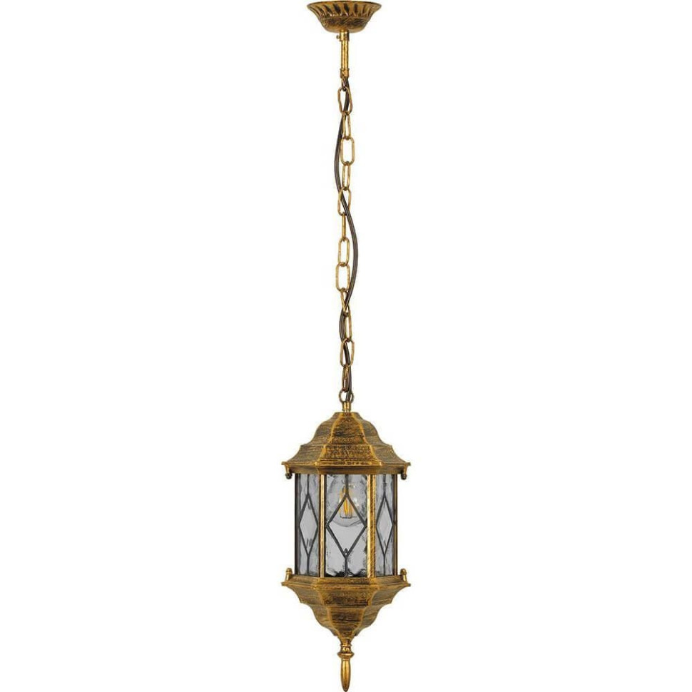 Светильник садово-парковый Feron PL125 шестигранный на цепочке 60W E27 230V, черное золото 11347